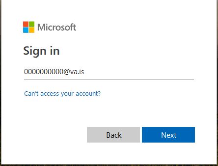 innskra Innskráning á office365