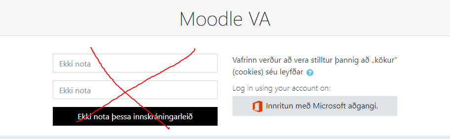 Moodle innskráningarleiðbeiningar Moodle innskráningarleiðbeiningar