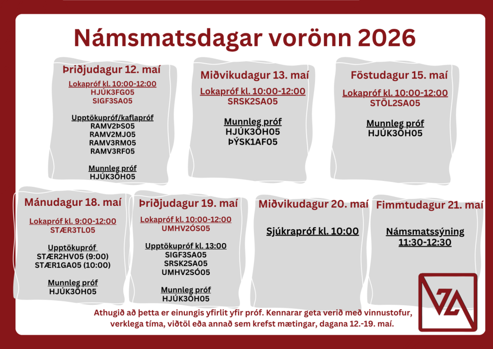 Próftafla vorannar
