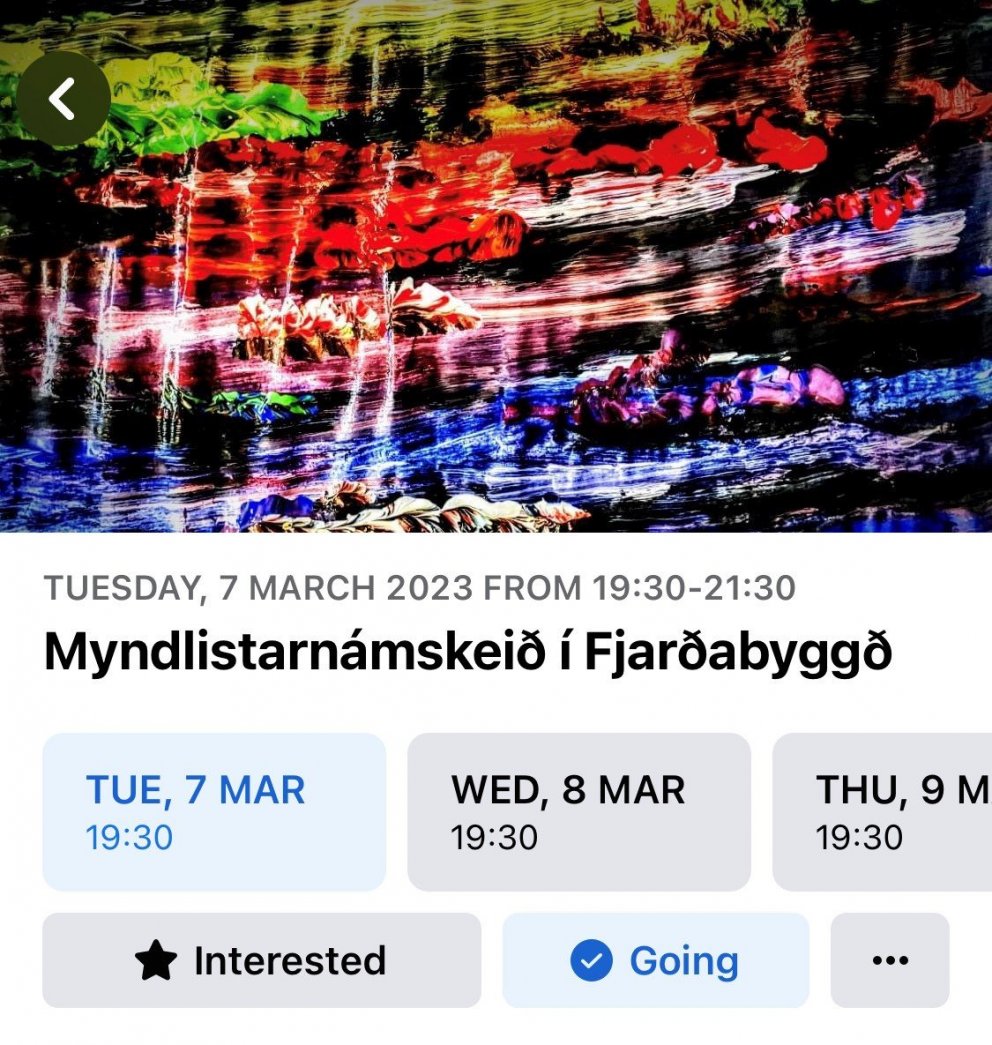 Myndlistarnámskeið Menningarstofu Fjarðabyggðar í mars 2023