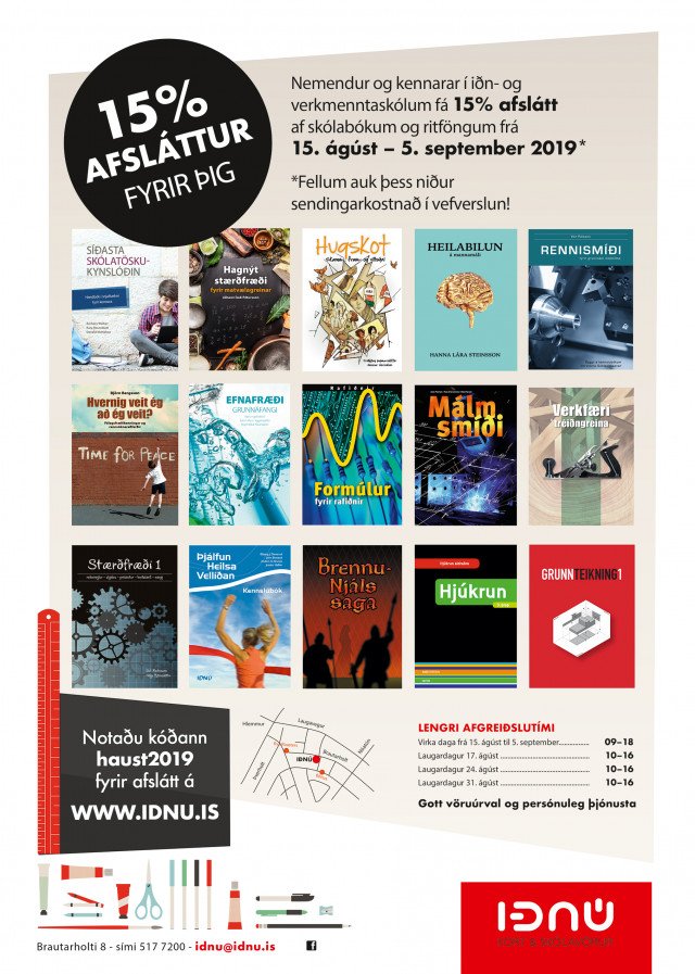 Afsláttur af skólabókum hjá IÐNÚ