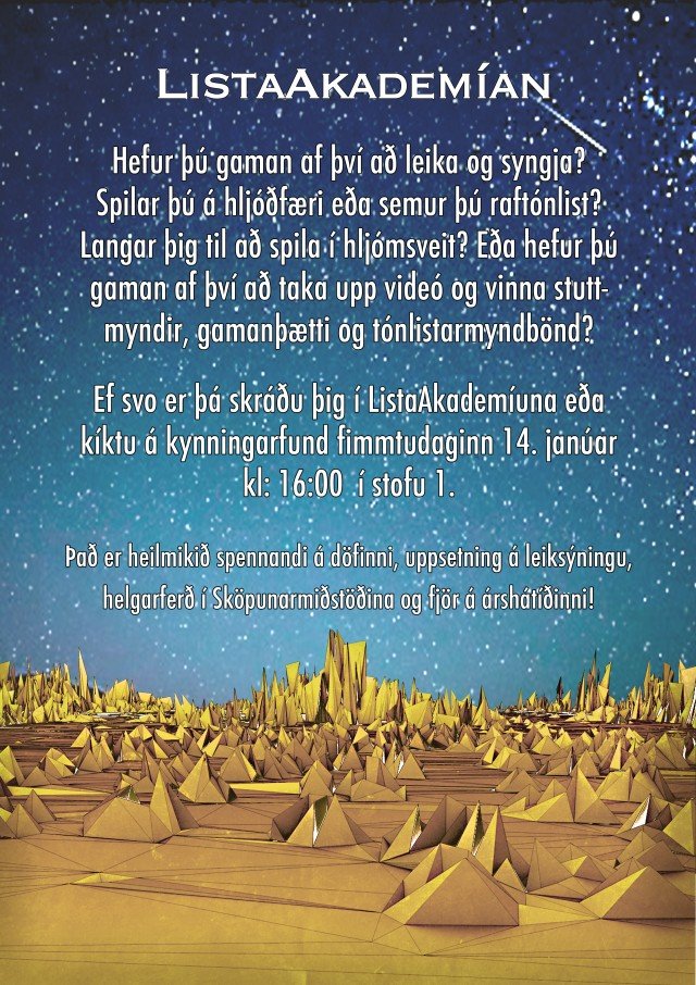 Auglýsing frá Listaakademíunni