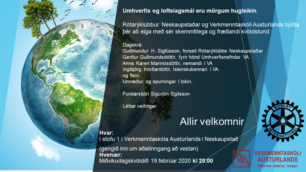 Umhverfis- og loftslagsstund á miðvikudagskvöld