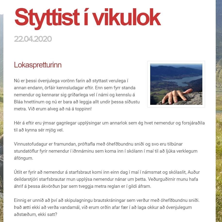 Styttist í vikulok - Fréttabréf 22.4.2020