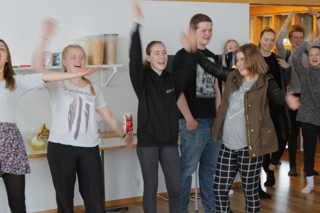 Dagurinn hófst á hláturjóga