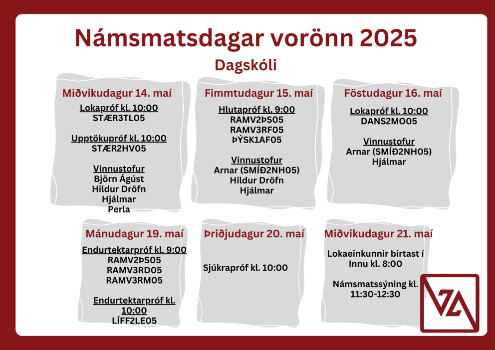 Námsmatsdagar í maí