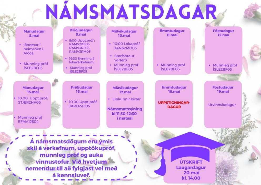 Námsmatsdagar hefjast 8. maí