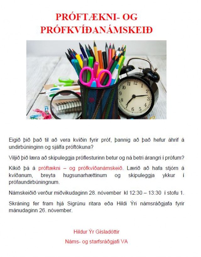 Próftækni- og prófkvíðanámskeið