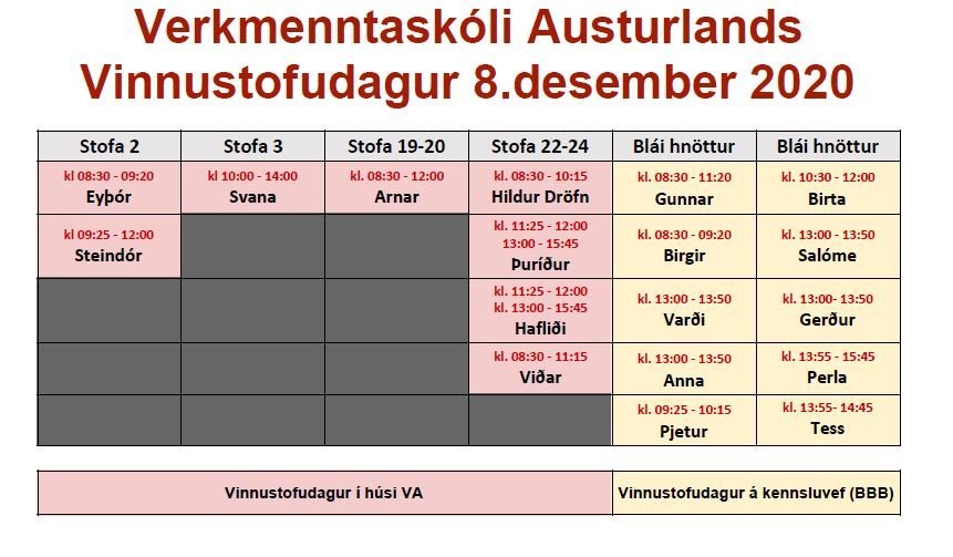 Vinnustofudagur 8. desember