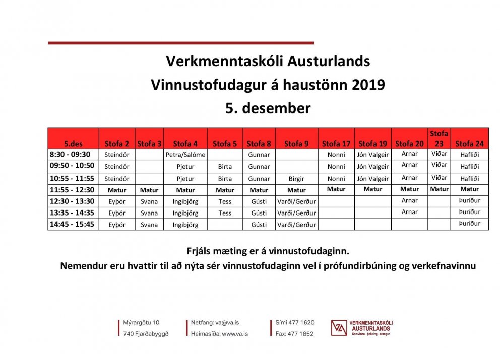 Vinnustofudagur 5. des