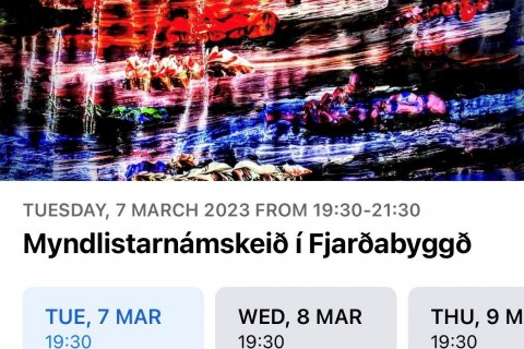 Myndlistarnámskeið Menningarstofu Fjarðabyggðar í mars 2023