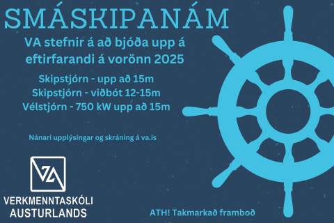 Smáskipanám - skipstjórn - viðbót 12-15m á vorönn 2025