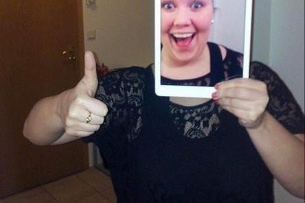 Petra kennari að nýta tæknina