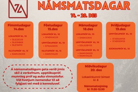 Dagskrá námsmatsdaga í desember