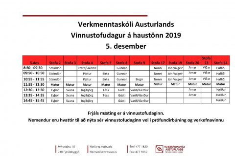 Vinnustofudagur 5. des